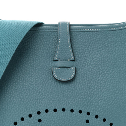 Hermes Taurillon Clemence Evelyne III PM New Blue Jean 8 of 11