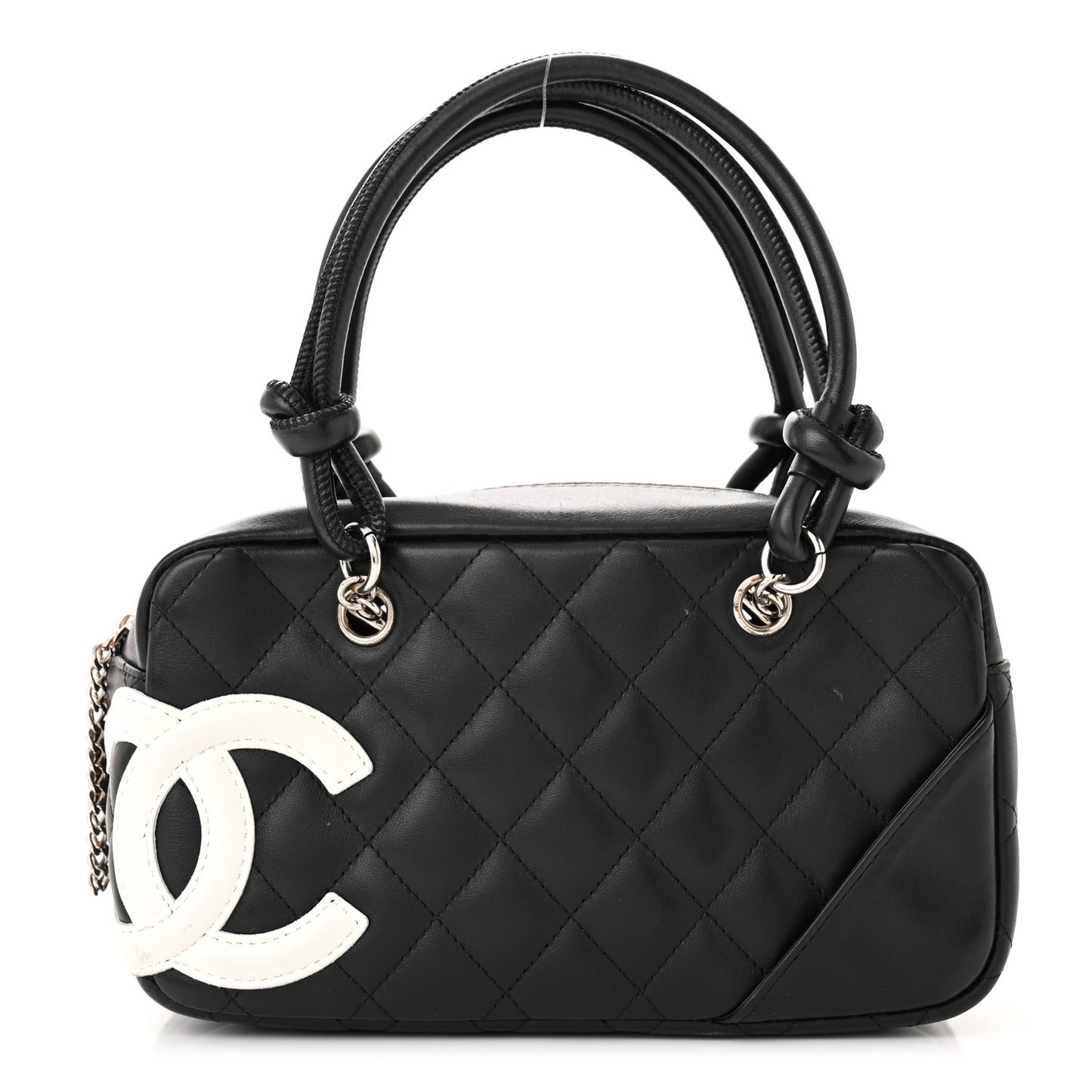 Calfskin Quilted Small Cambon Bowler Black White