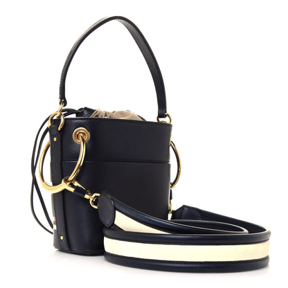 Chloe Smooth Calfskin Logo Mini Roy Bucket Bag Full Blue 3 of 13