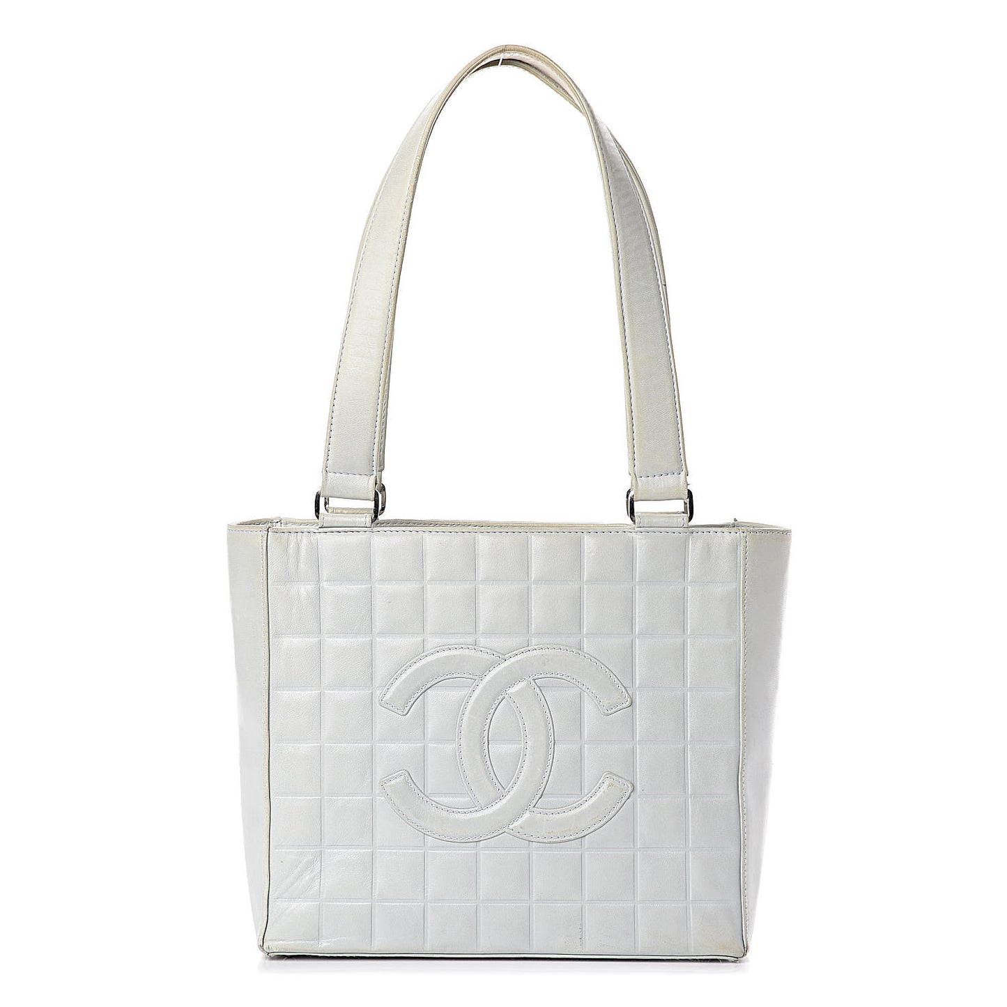 Lambskin Chocolate Bar Quilted Small Shoulder Bag Light Blue