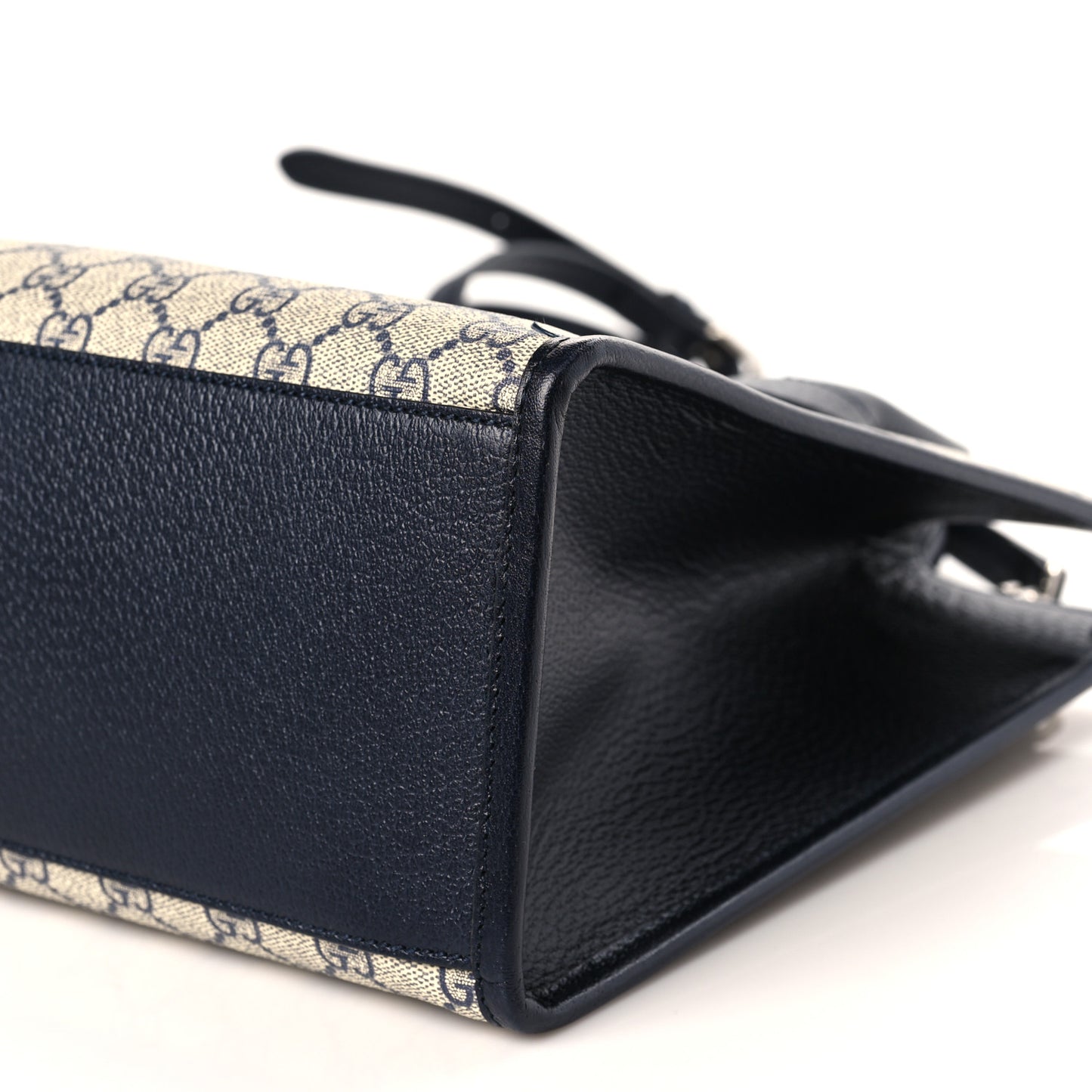 GG Supreme Monogram Textured Dollar Calfskin Small Retro Interlocking G Tote Bag Beige Blue