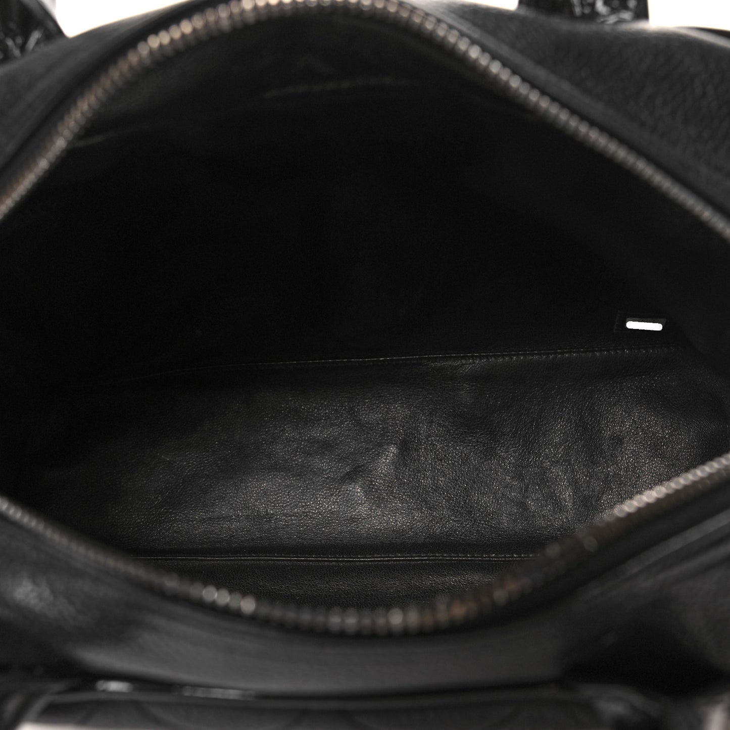 Caviar Patent Quilted Bowler Black