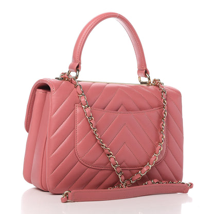 Chanel Lambskin Chevron Quilted Small Trendy CC Dual Handle Flap Bag Light Pink 4 of 15
