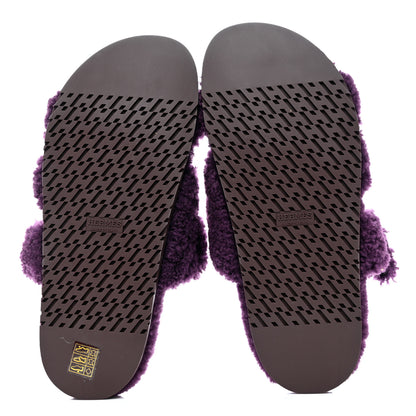 Hermes Woolskin Womens Chypre Sandals 40 Violet Fonce 5 of 9
