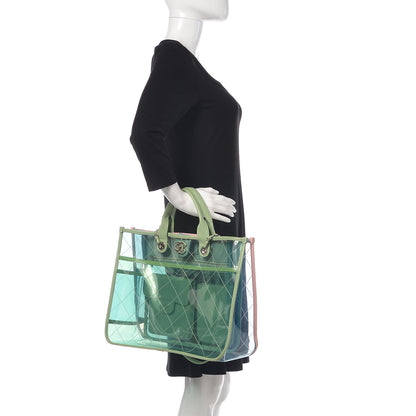 Chanel PVC Lambskin Stitched Medium Coco Splash Shopping Bag Blue Green 3 of 13