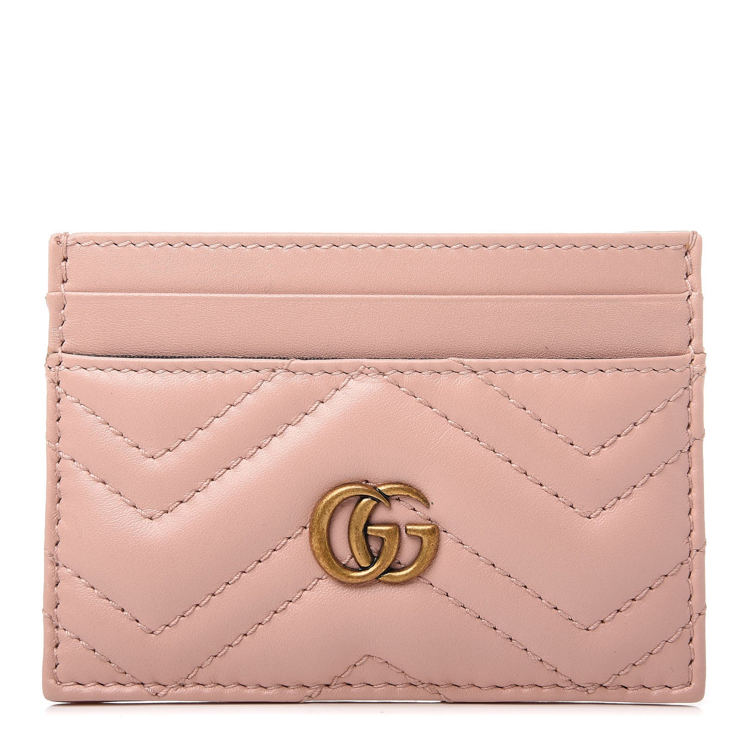 Calfskin Matelasse GG Marmont Card Holder Perfect Pink