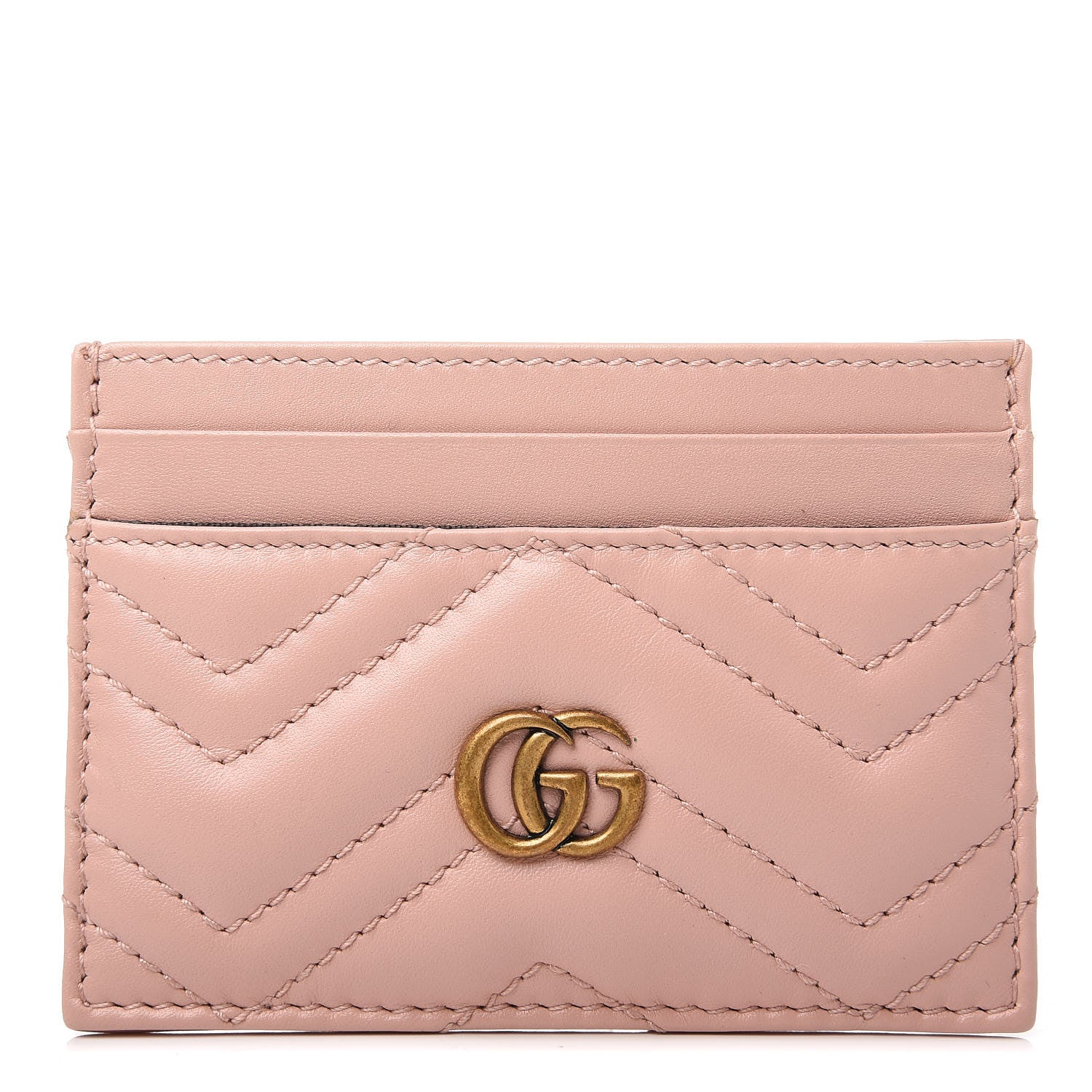 Gucci Calfskin Matelasse GG Marmont Card Holder Perfect Pink 1 of 7