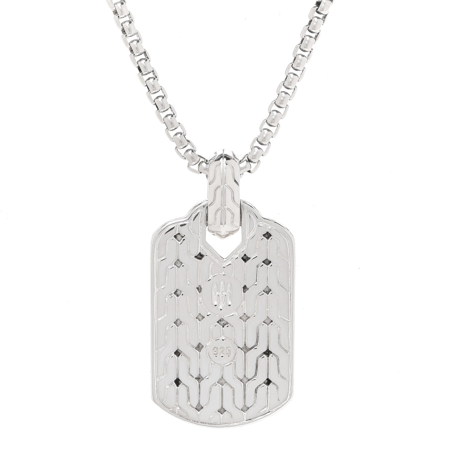 Sterling Silver Black Sapphire Classic Chain Dog Tag Necklace