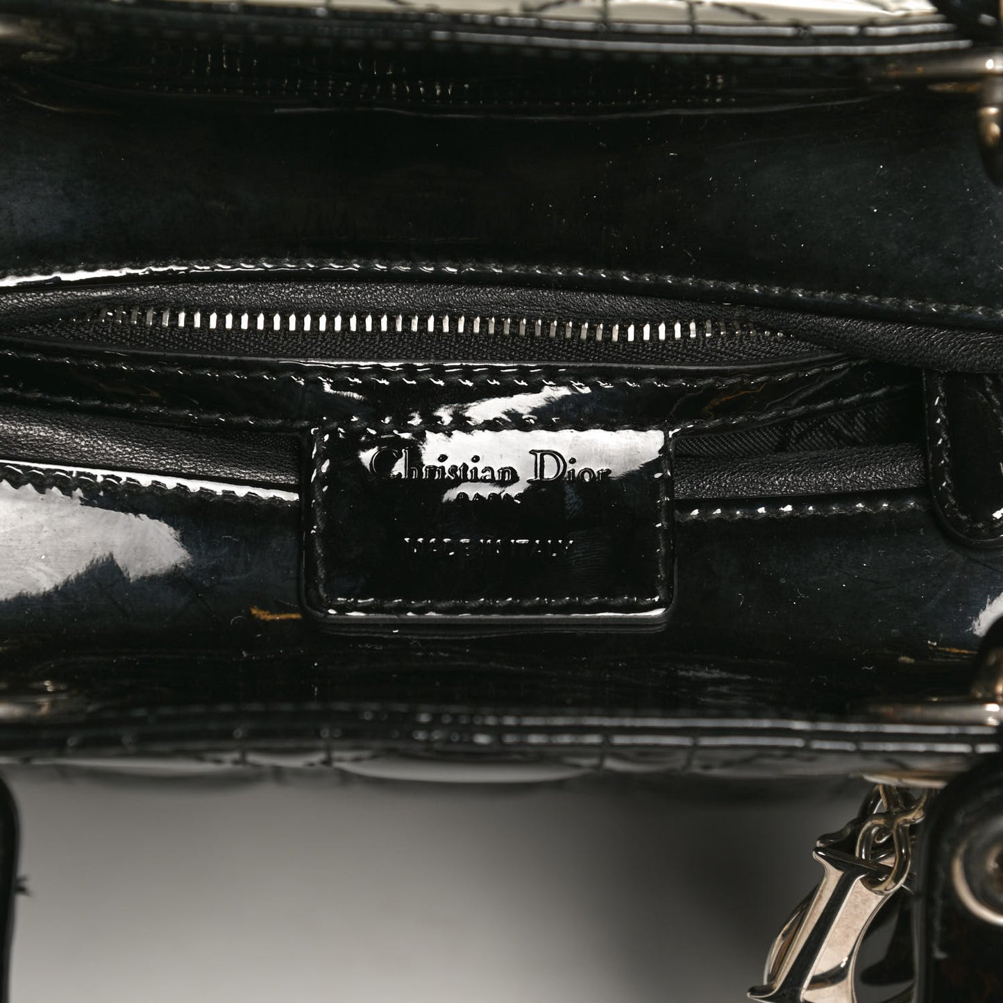 Patent Cannage Medium Lady Dior Black