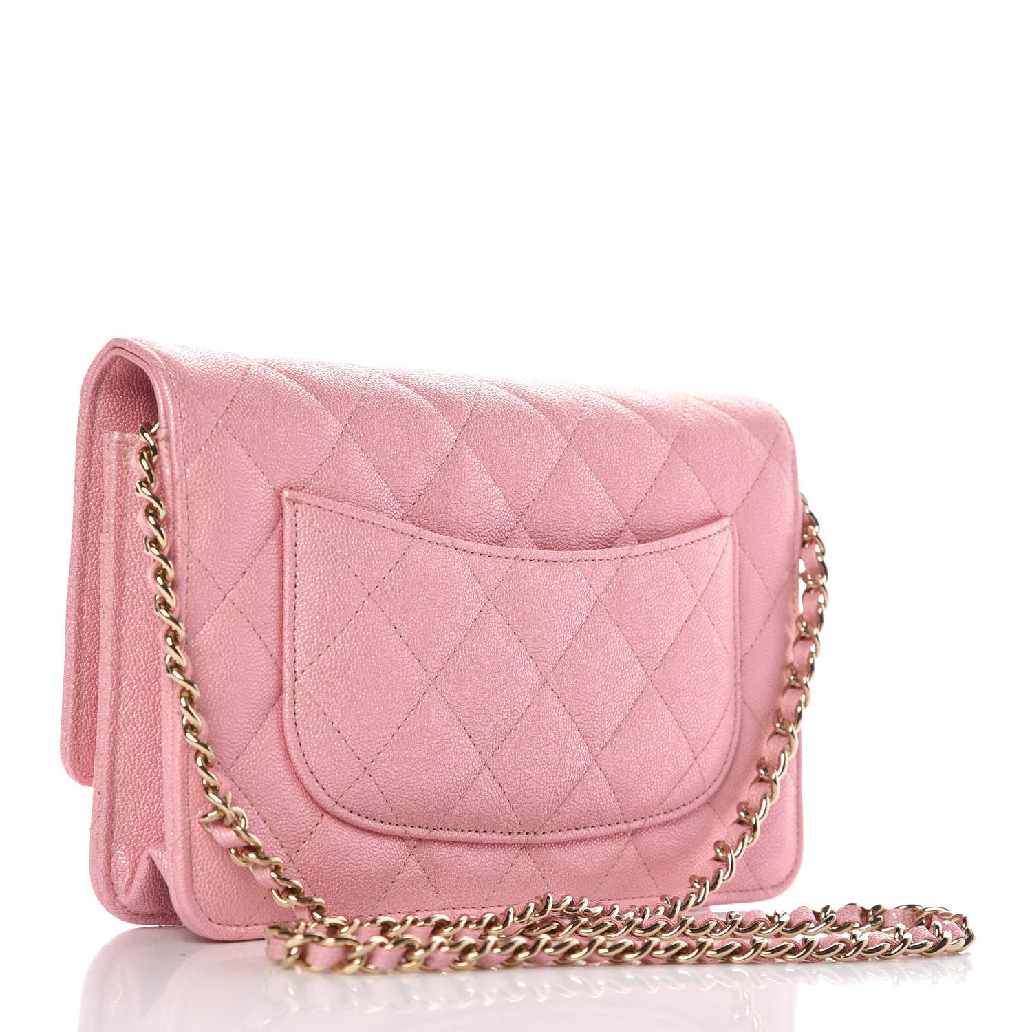 Chanel Iridescent Caviar Quilted Wallet on Chain WOC Rose Pink 3 of 9