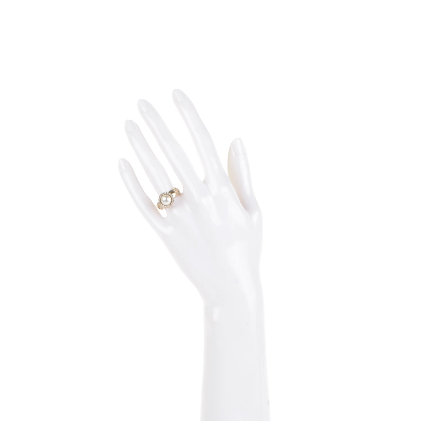 Pearl Crystal CC Ring 52 6 Gold Pearly White