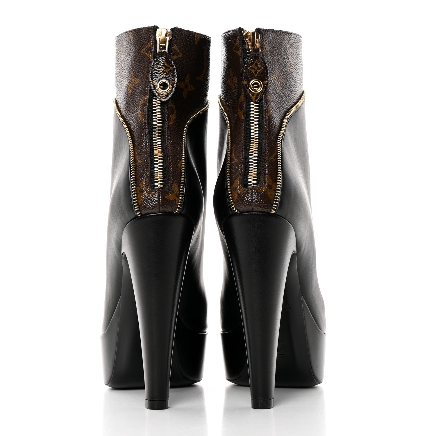 Louis Vuitton Calfskin Monogram Afterglow Platform Ankle Boots 38 Black 5 of 15