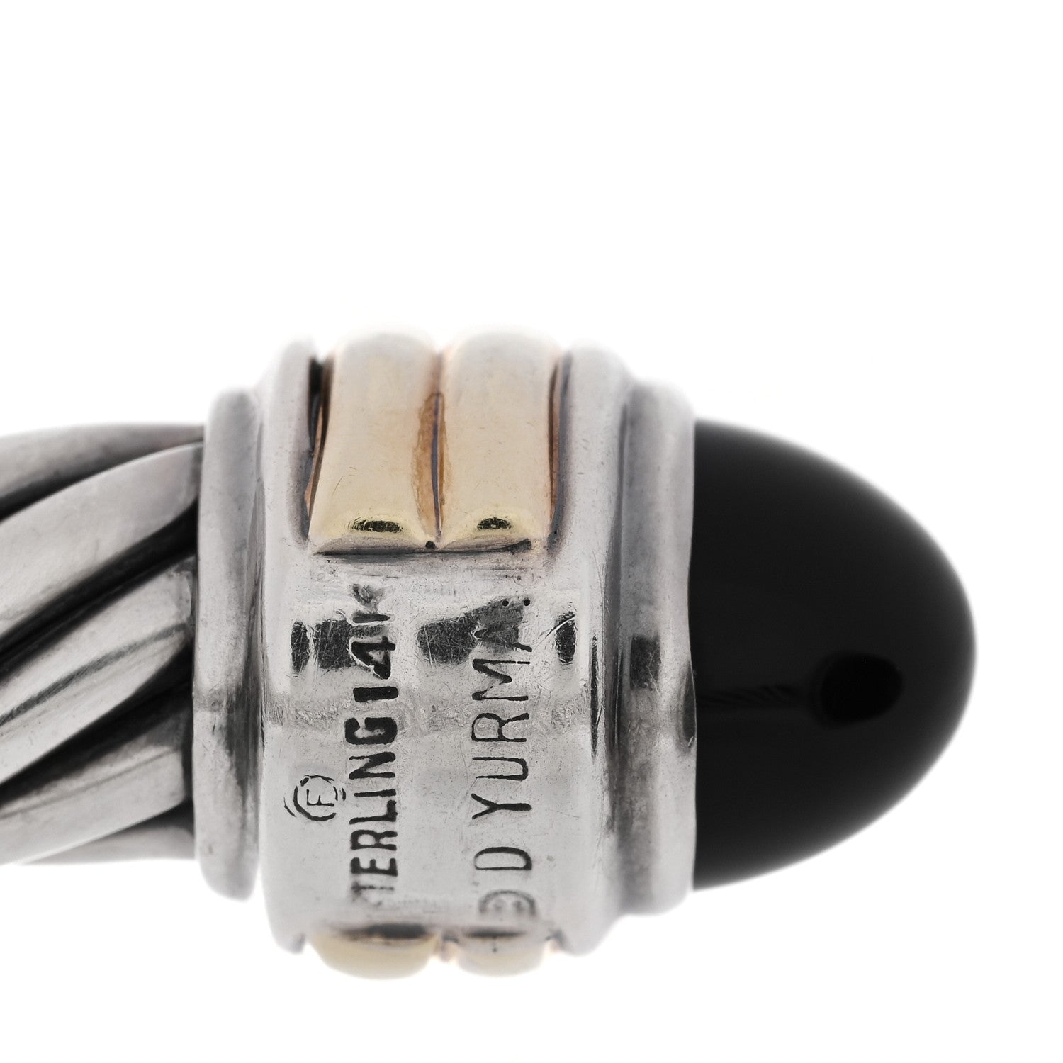 David Yurman DAVID YURMAN Sterling Silver 14K Yellow Gold Black Onyx 10mm Cable Classics Hinged Bracelet 4 of 5