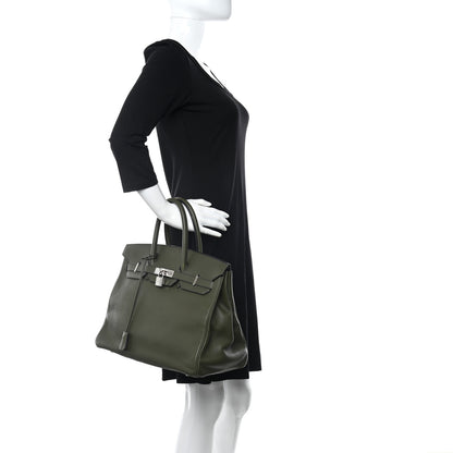 Hermes Taurillon Clemence Birkin 35 Vert Olive 2 of 16