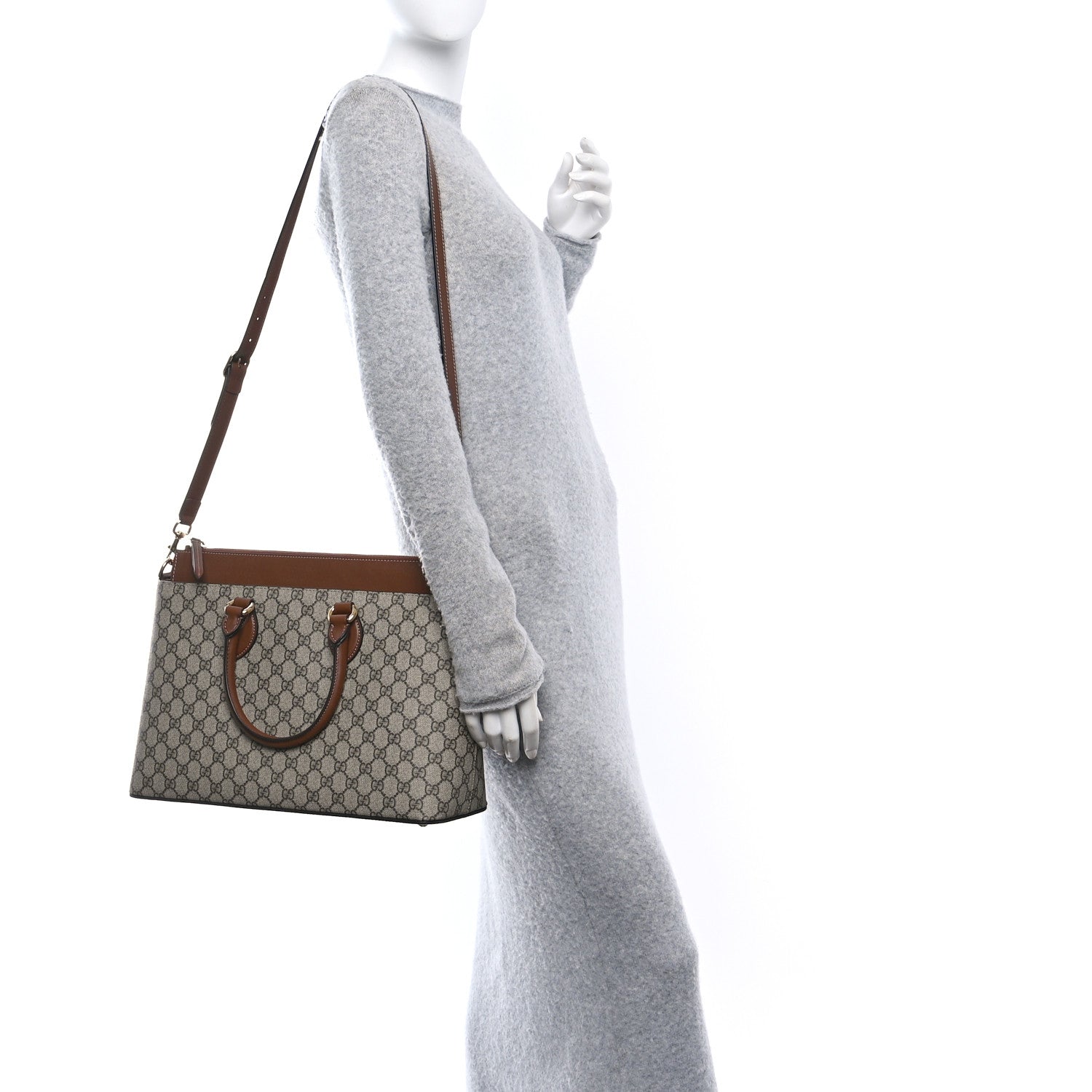 Gucci GG Supreme Monogram Large Zip Top Tote Beige Tuscany 2 of 10