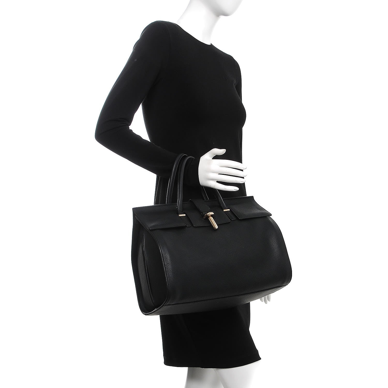 Balenciaga Grained Calfskin M Tube Round Tote Black 2 of 10