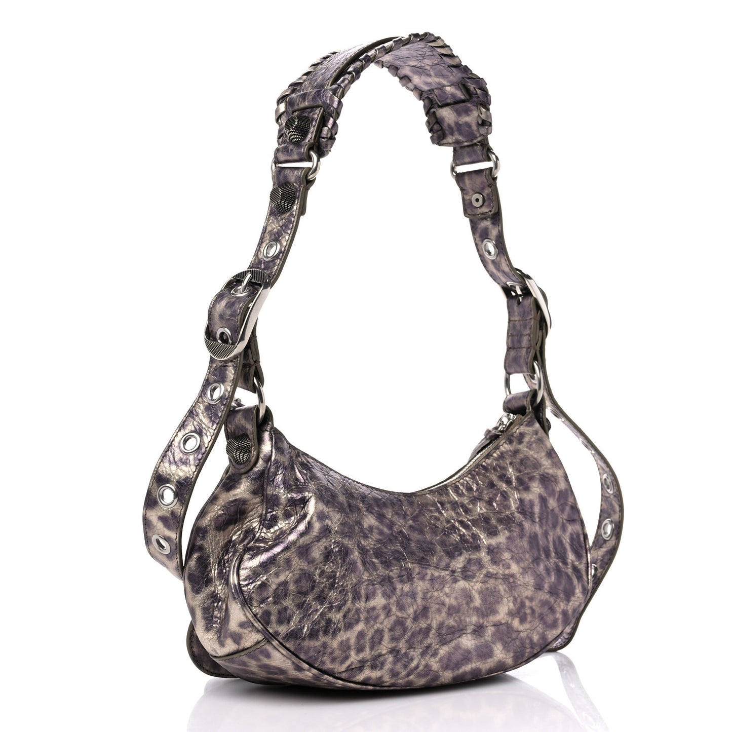 Metallic Agneau Arena Leopard Le Cagole Shoulder Bag XS Brown