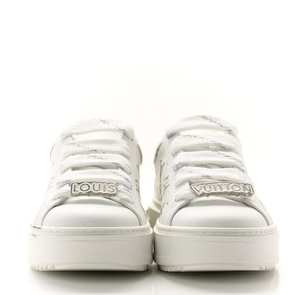 Louis Vuitton Calfskin Monogram Debossed Time Out Sneakers 35.5 White Silver 2 of 9