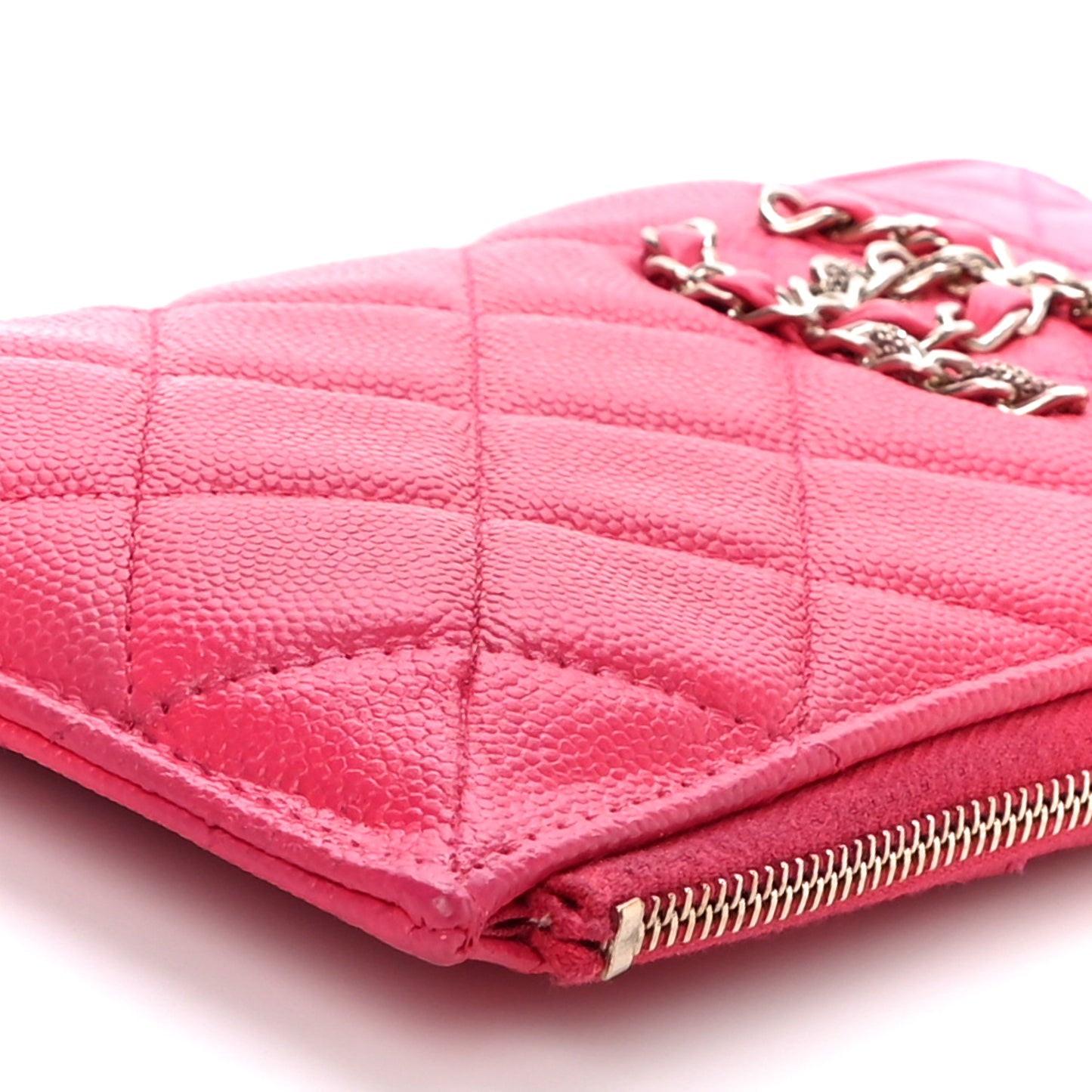 Caviar Quilted French New Wave Flat Wallet Pouch Pink