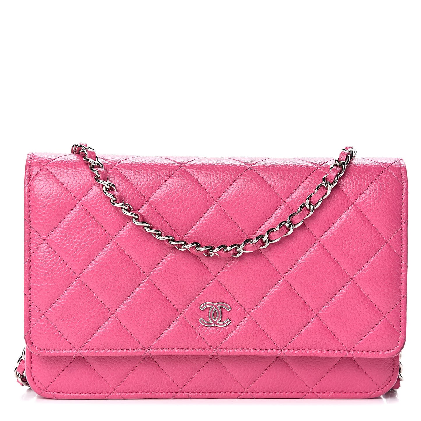 Caviar Quilted Wallet on Chain WOC Pink