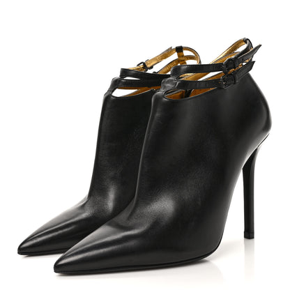 Bottega Veneta Gleam Calfskin Ankle Strap High Heel Booties 38.5 Black 2 of 7