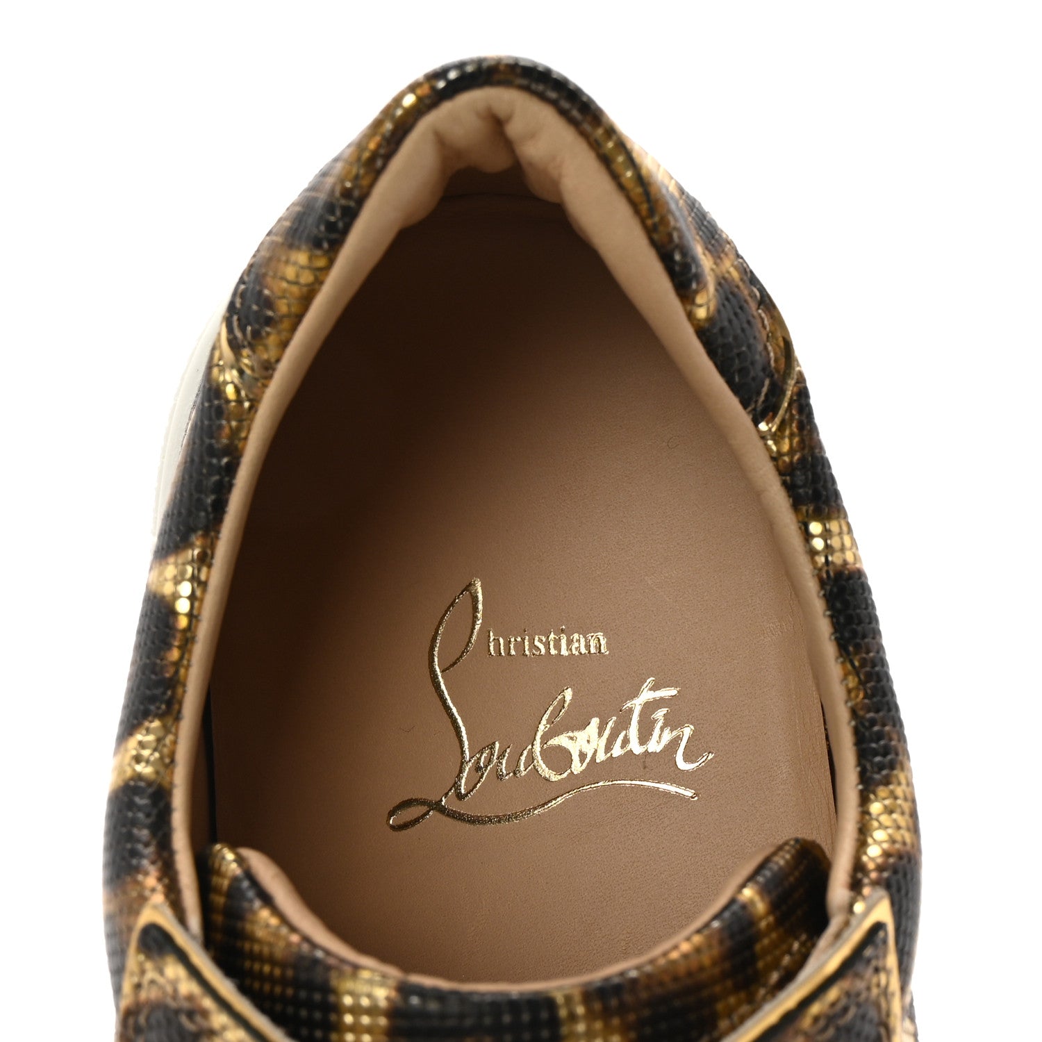 Christian Louboutin Calfskin Coins Leopard Womens Vieirissima Flat Sneakers 36 Gold 8 of 9