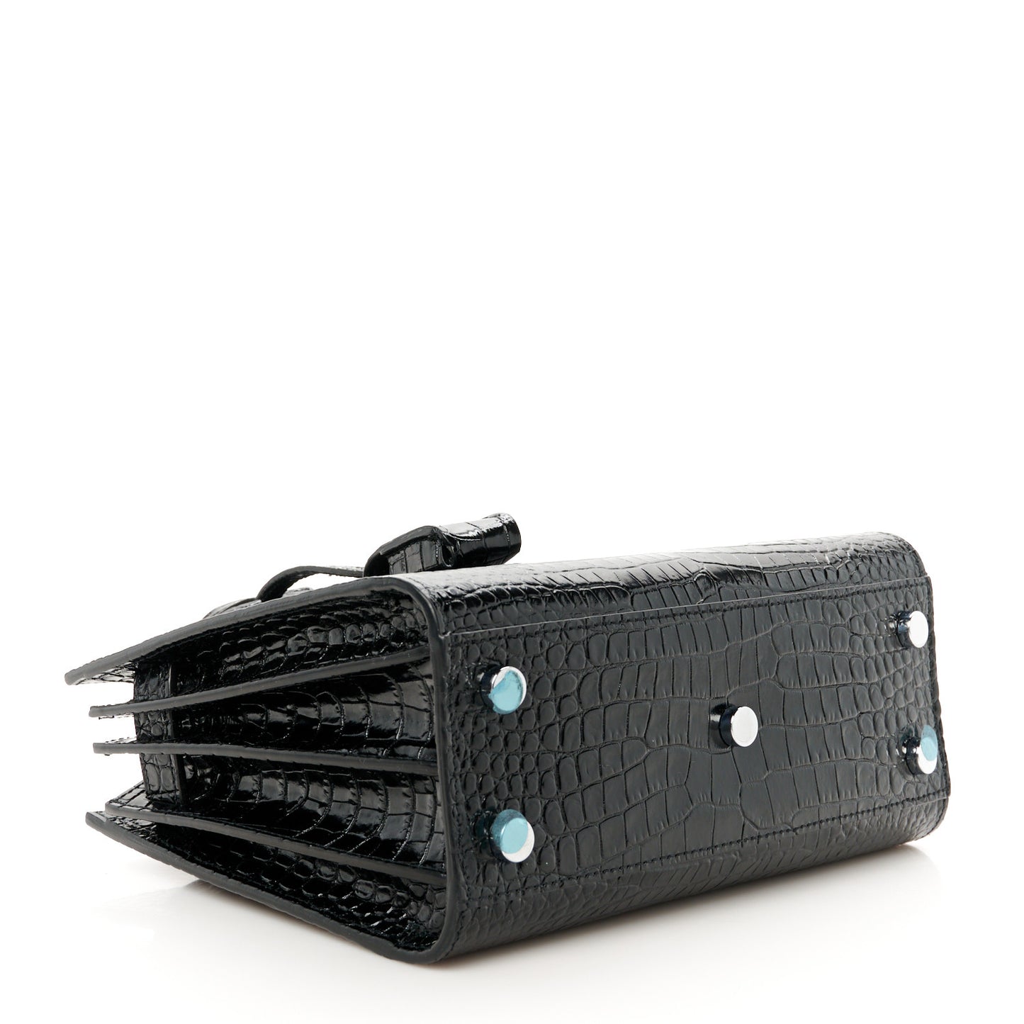 Calfskin Crocodile Embossed Nano Sac De Jour Black