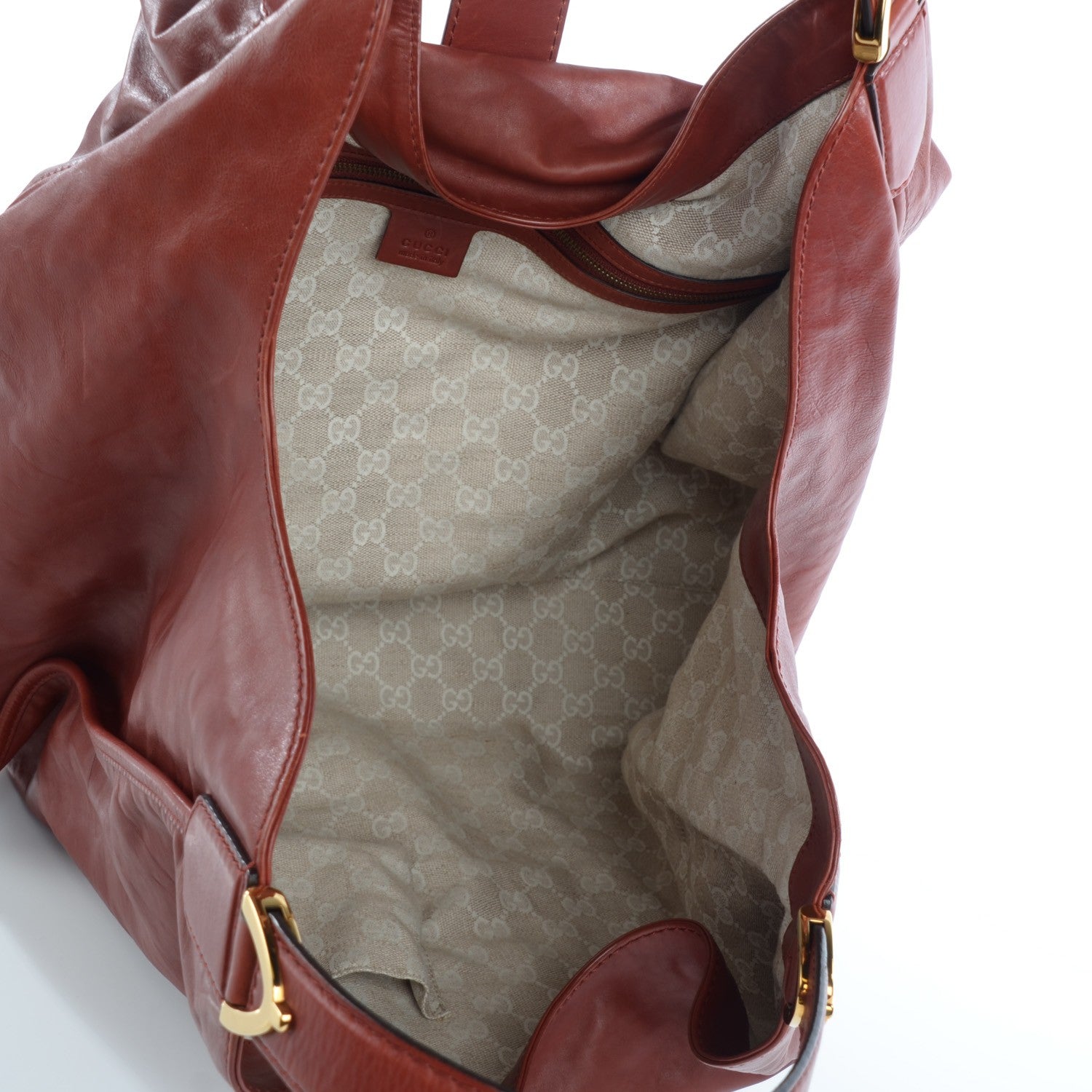 Gucci Calfskin Large Soft Stirrup Shoulder Bag Red 5 of 7