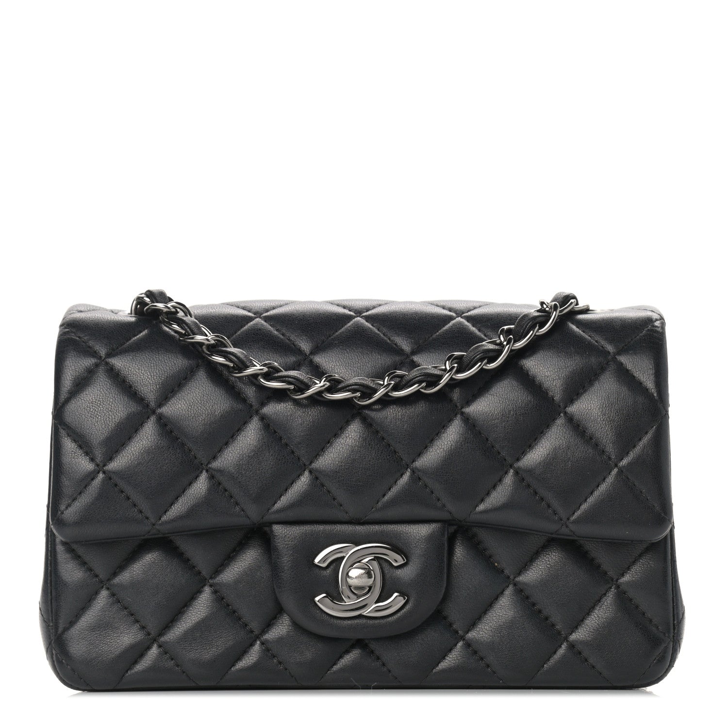Chanel Lambskin Quilted Mini Rectangular Flap Black 1 of 12