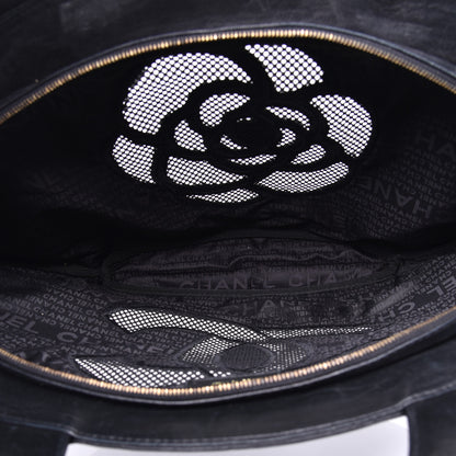 Chanel Linen Lambskin Mesh Camellia CC Tote Black 5 of 11