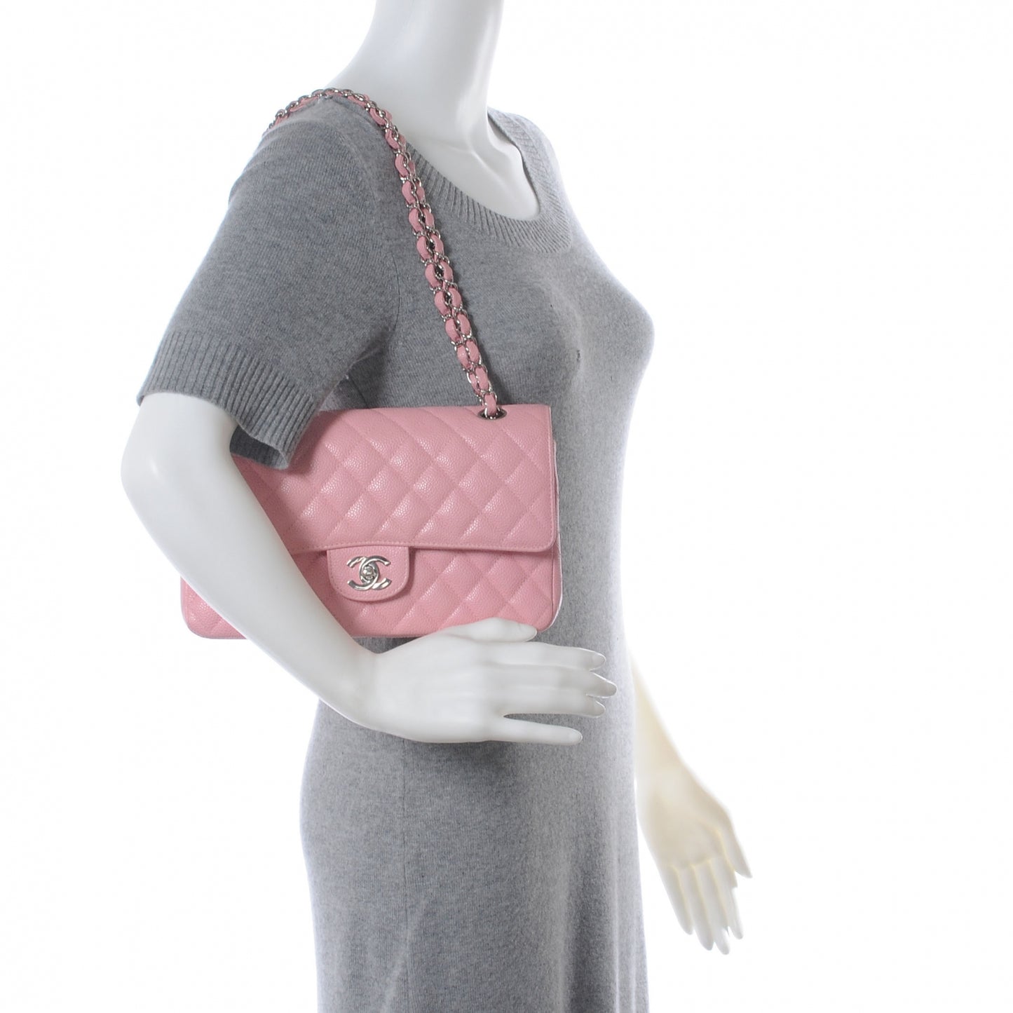Caviar Medium Double Flap Pink