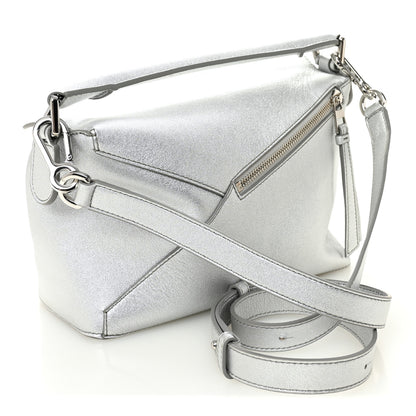 Loewe Laminated Lambskin Small Puzzle Edge Bag Silver 3 of 10