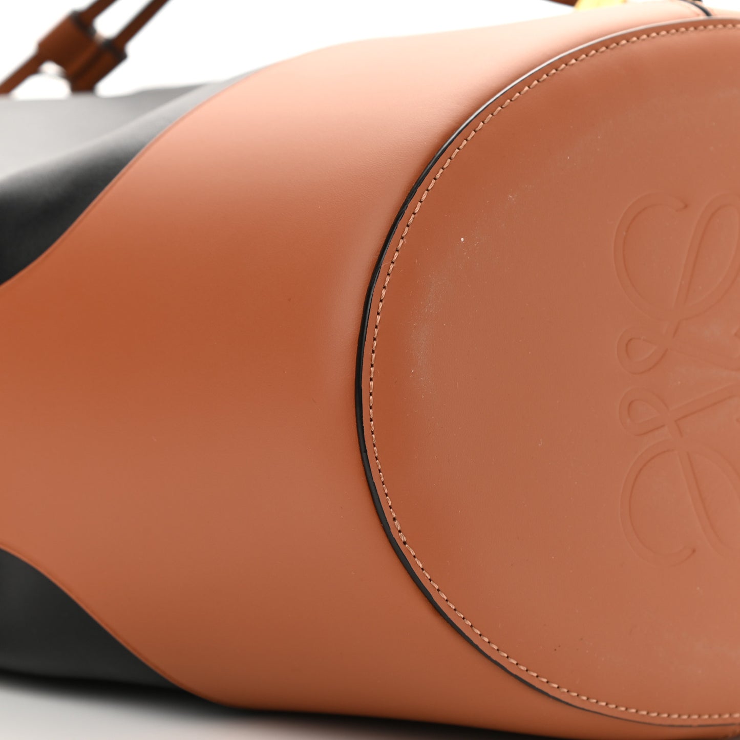 Calfskin Balloon Bucket Bag Black Tan