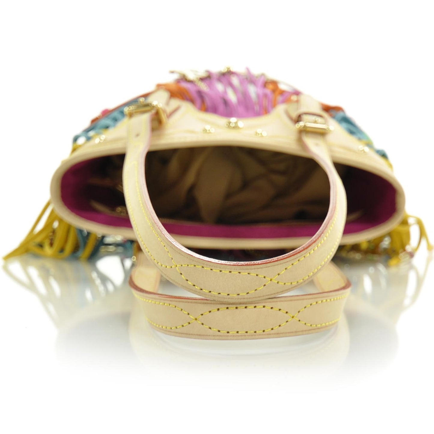 Monogram Multicolor Fringe Bucket White