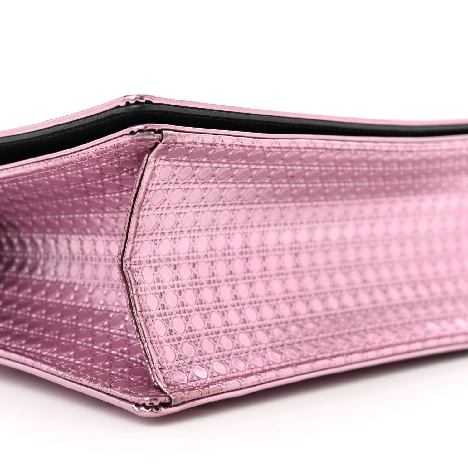 Christian Dior Metallic Patent Micro-Cannage Medium Diorama Flap Bag Pink 9 of 12