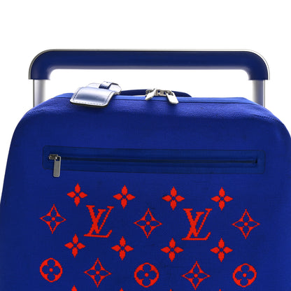 Louis Vuitton Knit Monogram Horizon Soft 55 Suitcase Blue Orange 6 of 13