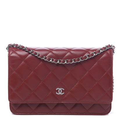 Chanel Lambskin Quilted Wallet On Chain WOC Red 1 of 12