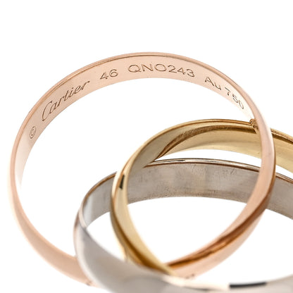 Cartier 18K Pink Yellow White Gold Small Trinity Ring 46 3.75 4 of 5