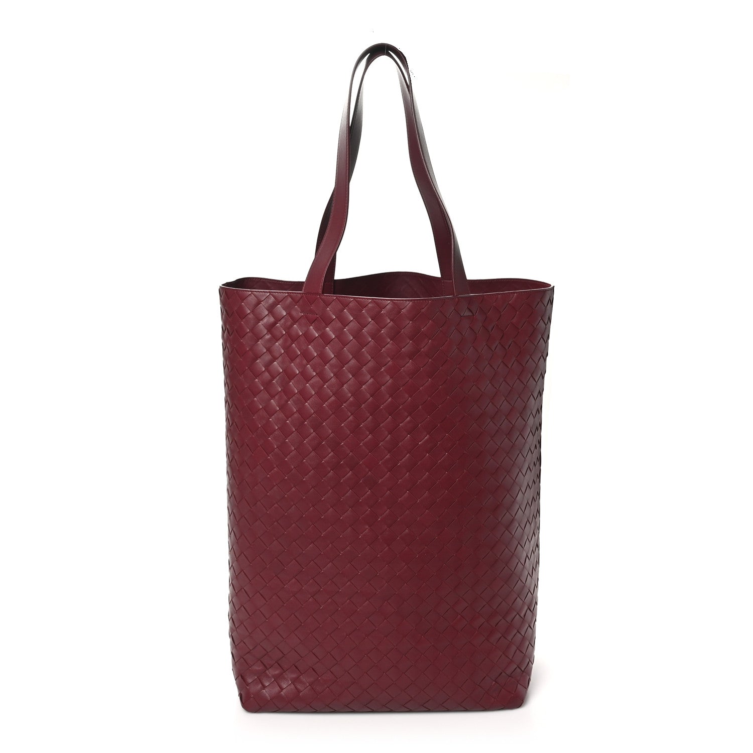 Bottega Veneta Calfskin Intrecciato Large North South Tote Bag Burgundy 1 of 9