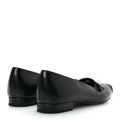 Chanel Shiny Lambskin Grosgrain Pearl Mary Jane Flats 37.5 Black 5 of 12