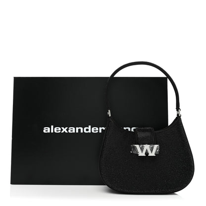 Alexander Wang Calfskin Satin Crystal Embellished Small Legacy Glitter Hobo Black 7 of 7