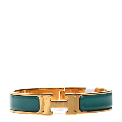 Hermes Enamel Narrow Clic Clac H Bracelet PM Malachite 1 of 4