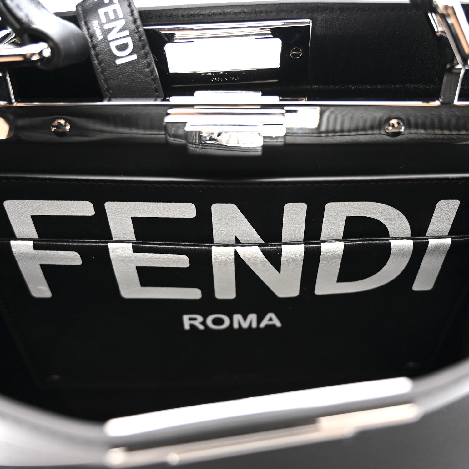Fendi X MARC JACOBS Vitello Seta Shiny Nappa Medium Peekaboo I SEE U Satchel Black 7 of 11