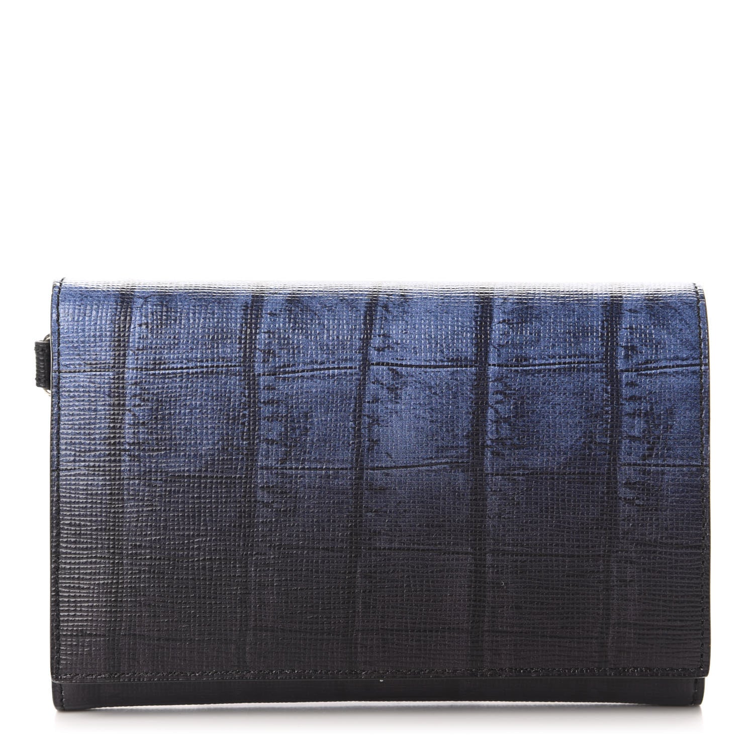 Fendi Vitello Elite Crocodile Print Compact Wallet Black Blue 1 of 8