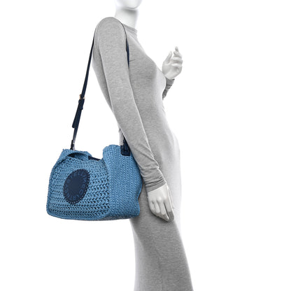 Stella McCartney Braided Raffia Eco Alter Napa Perforated Logo Crossbody Bag Light Blue 2 of 10