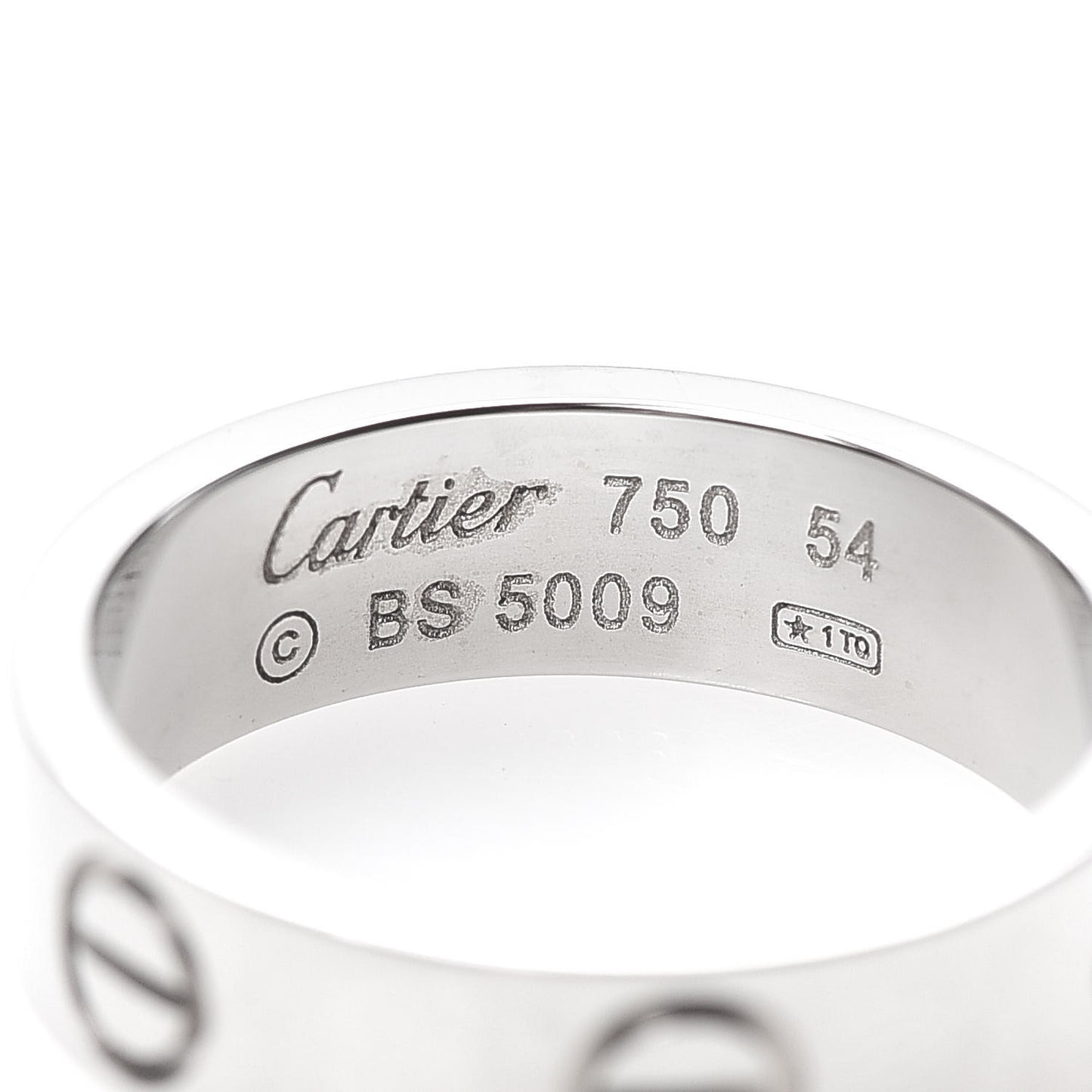 18K White Gold 5.5mm LOVE Ring 54 6.75