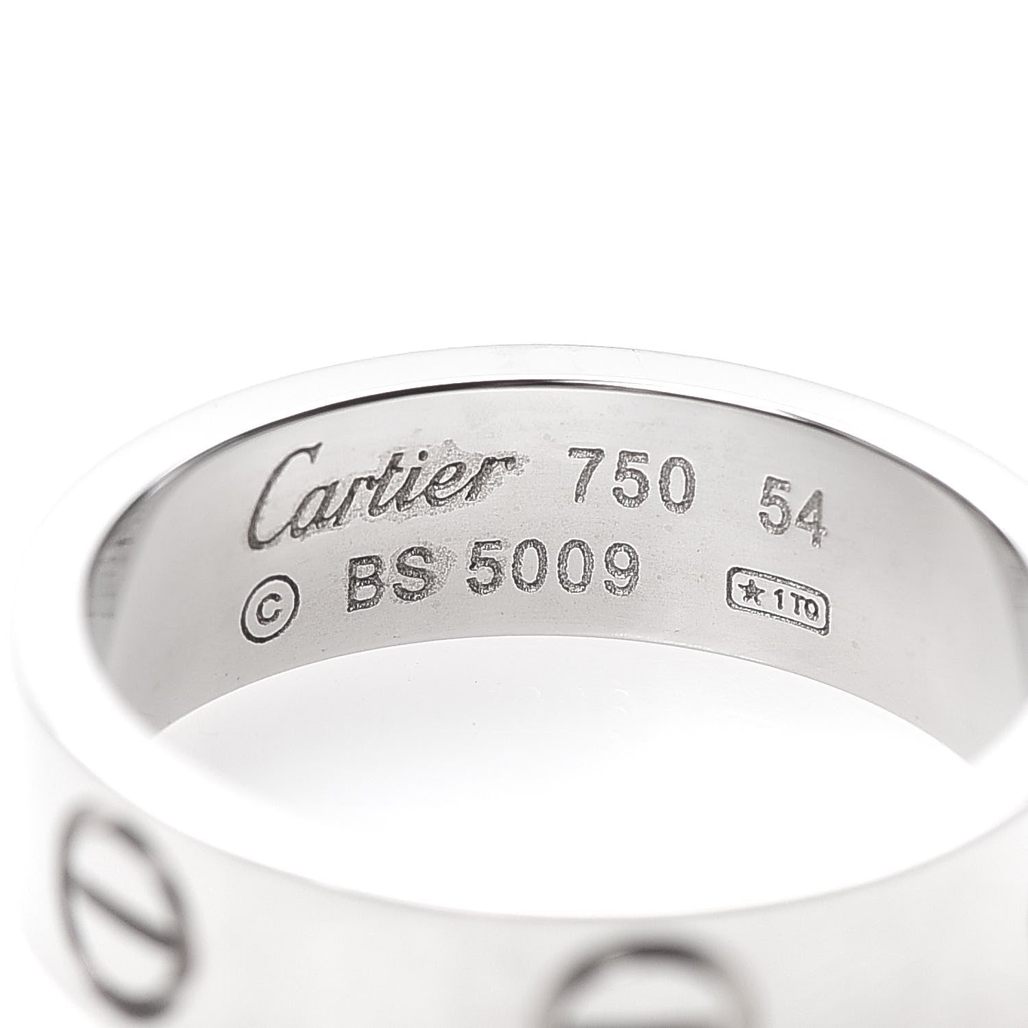 Cartier 18K White Gold 5.5mm LOVE Ring 54 6.75 4 of 5
