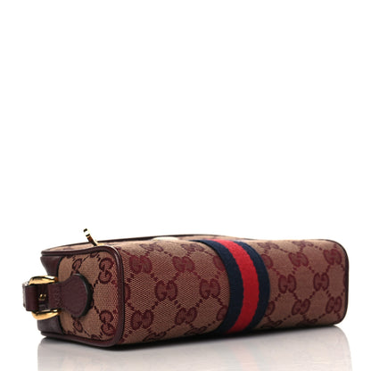Gucci Monogram Textured Dollar Calfskin Web Mini Ophidia Shoulder Bag Sahara Rubino Chardonnay 4 of 6