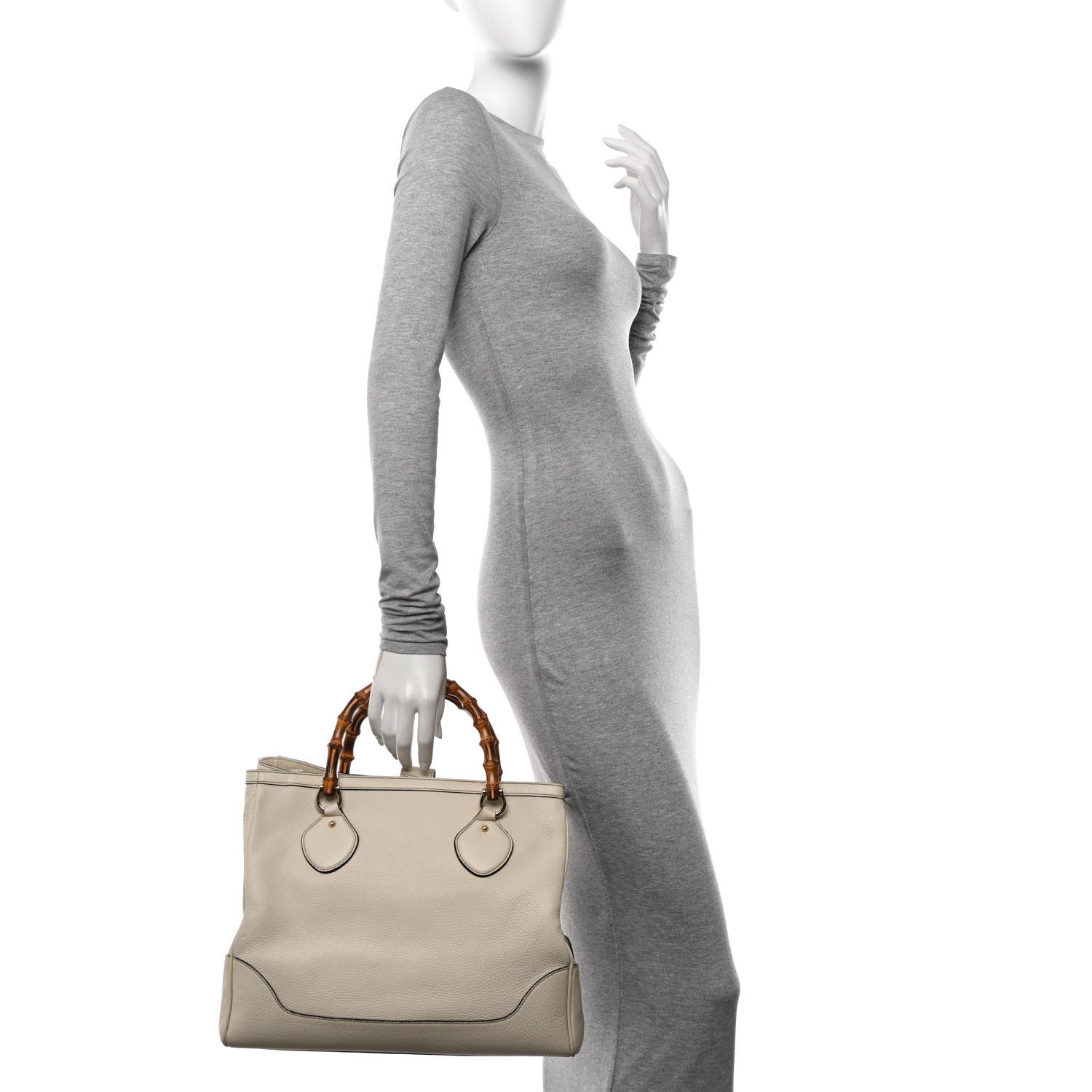 Gucci Grained Calfskin Medium Diana Bamboo Top Handle Tote Ivory 2 of 14