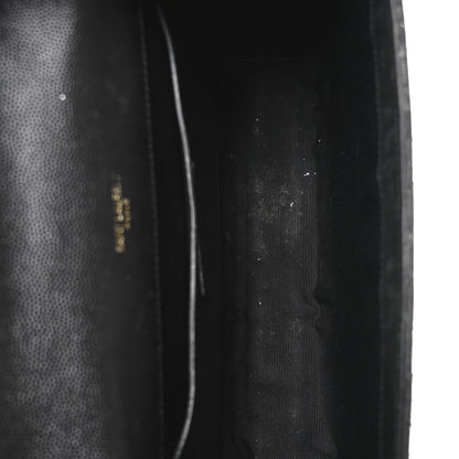 Saint Laurent Grain De Poudre Textured Mixed Matelasse Triquilt Medium Monogram Satchel Black 5 of 10